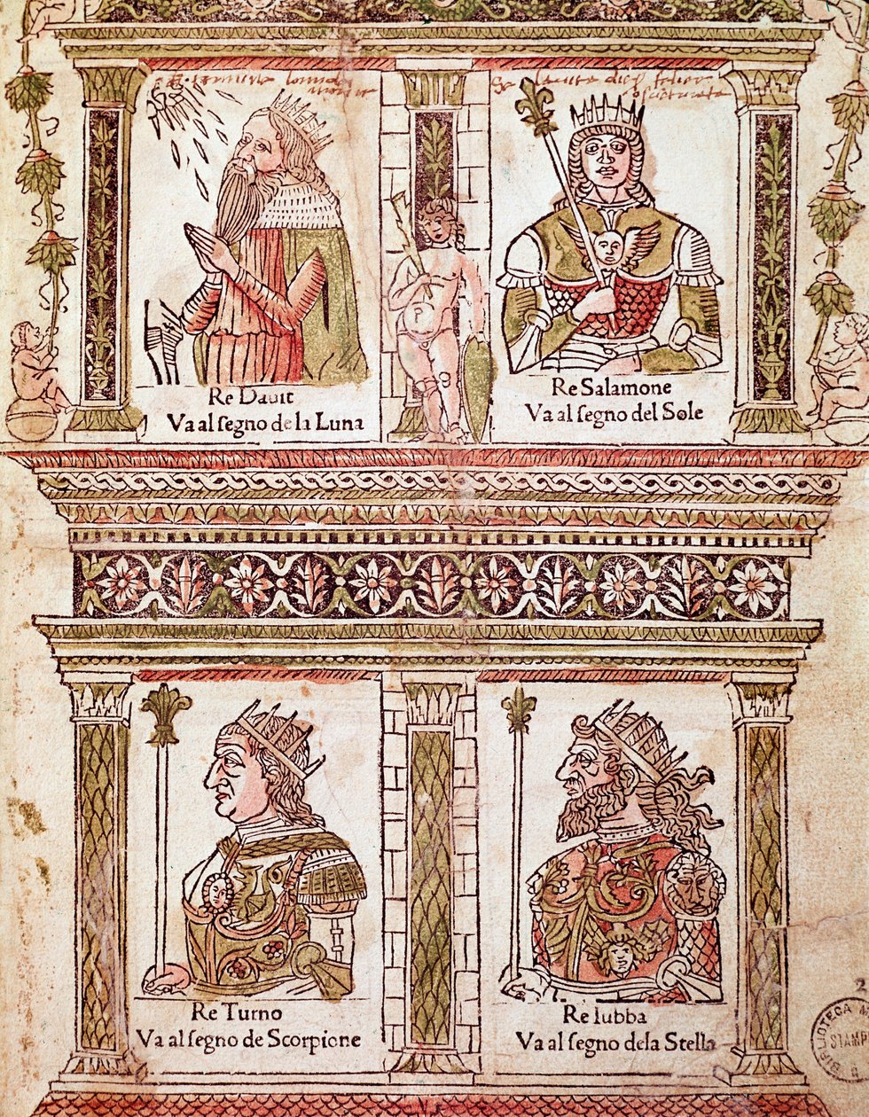 Repræsentation af Kongernes side: Kong David, Kong Salomon, Kong Turno og Kong Lubba (Page of the Kings) 1496) digter og humanist af Unknown artist