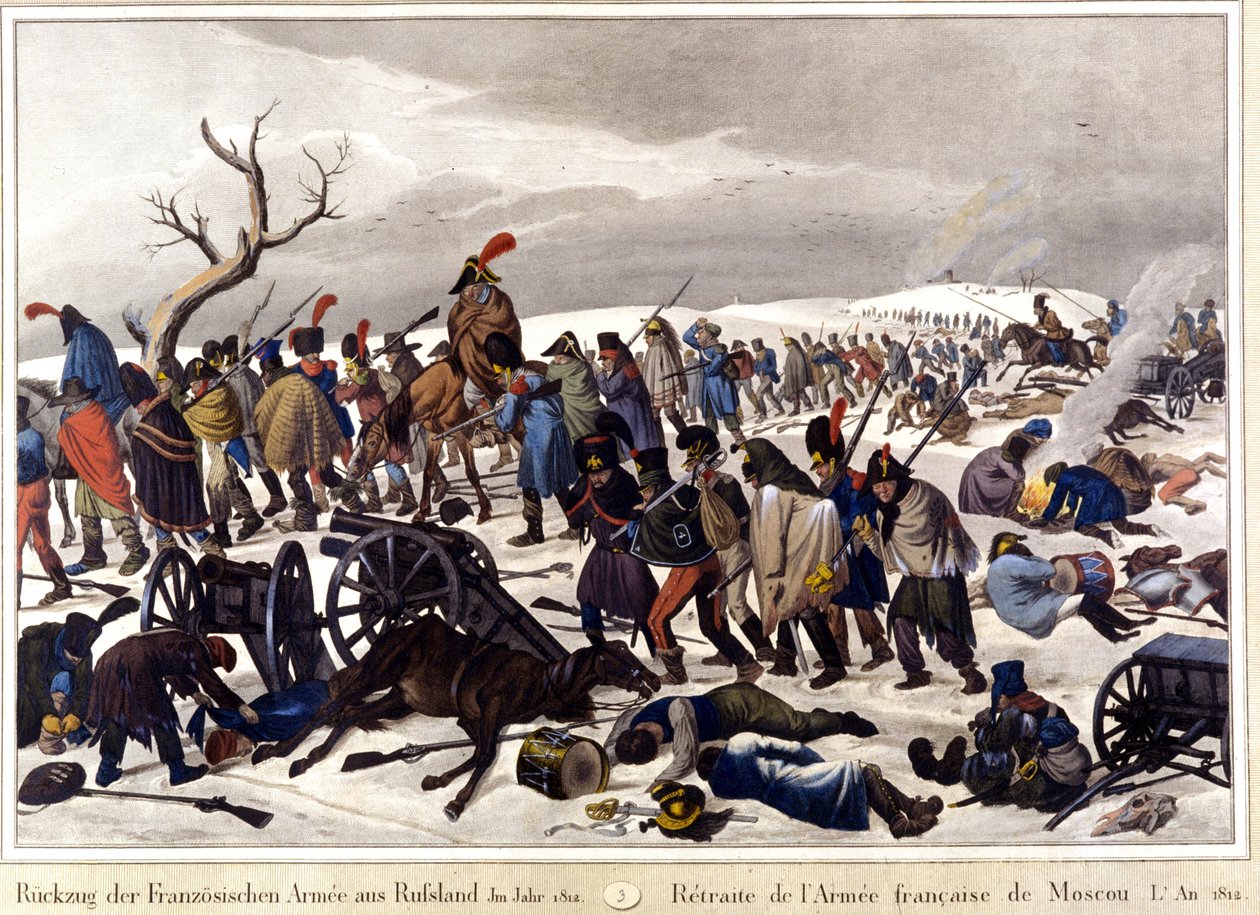 Tilbagetrukket fra den franske hær i Moskva i 1812. Gravering 1800-tallet. af Unknown artist