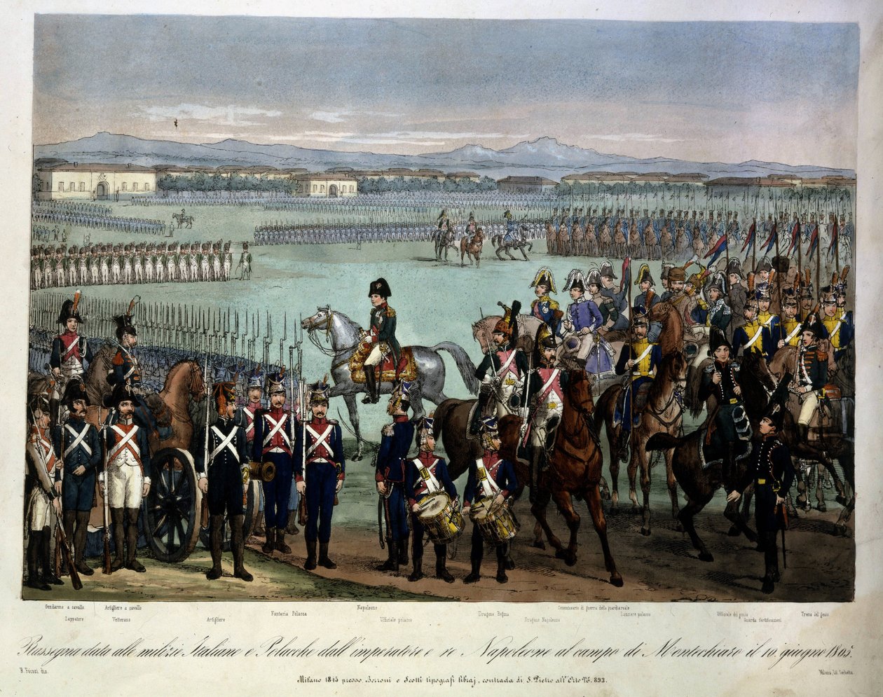 Gennemgang af Napoleons italienske og polske militser på Montechiaro-feltet, 10. juni af Unknown artist