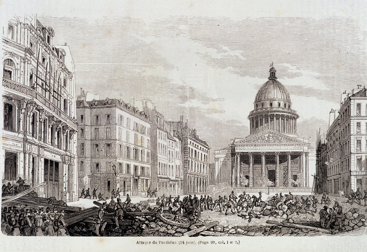 Revolution af 1848: Pantheonangreb den 24. juni 1848 - i "" Contemporary Popular History"" af Unknown artist