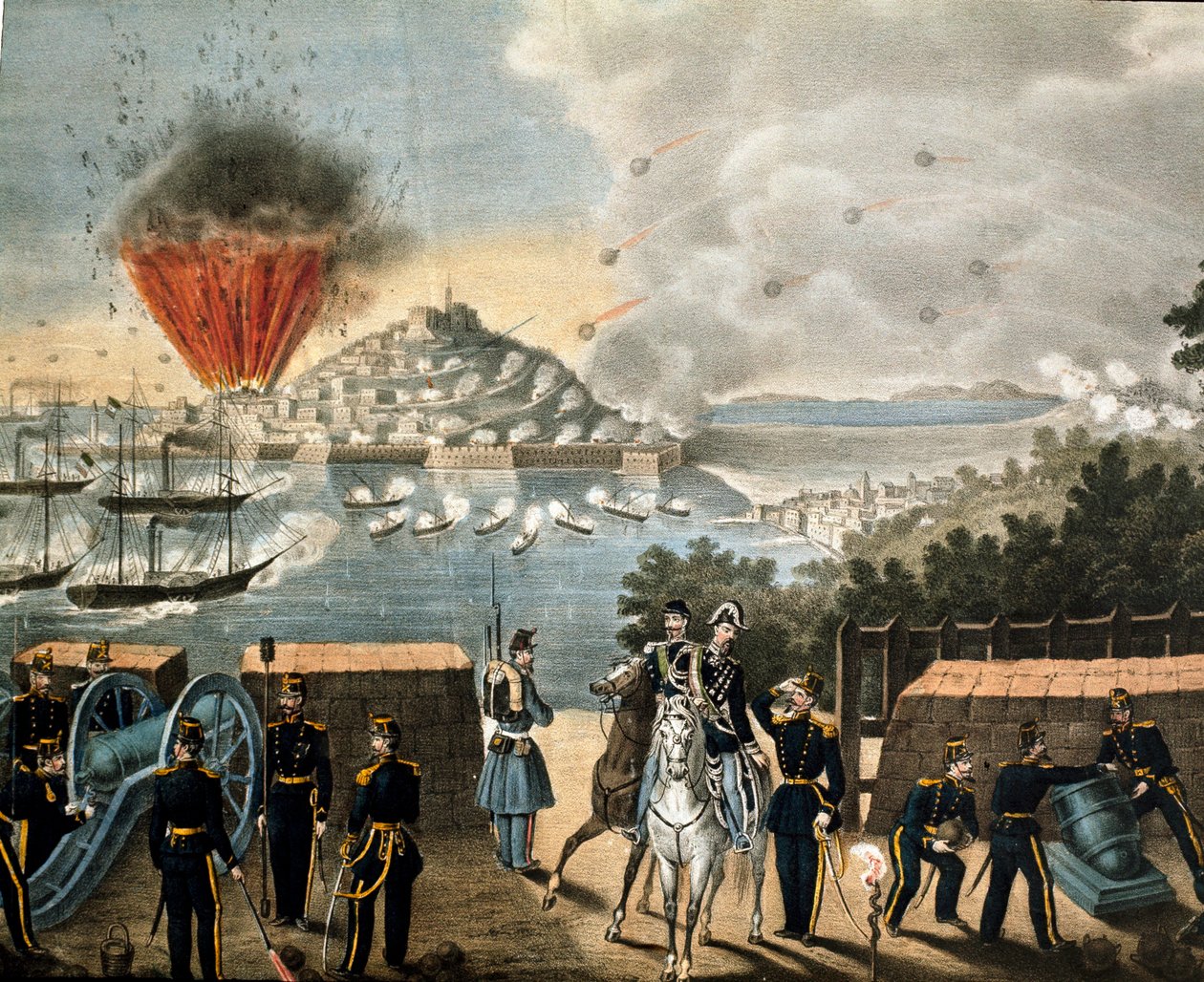 Risorgimento - Ekspeditionen af de tusinde eller røde skjorter af Giuseppe Garibaldi (1807-1887) - Belejringen af Gaete, Italien af Unknown artist