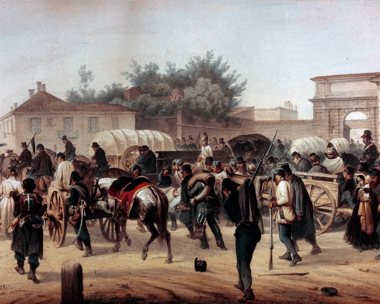 Risorgimento: De fem dage i Milano (Cinque giornate di Milano) (18.-22. marts 1848): dette er en af de første episoder af revolutionerne i 1848 (en del af den første italienske uafhængighedskrig), der oplevede milanesernes fremgang befolkningsoprør mod af Unknown artist