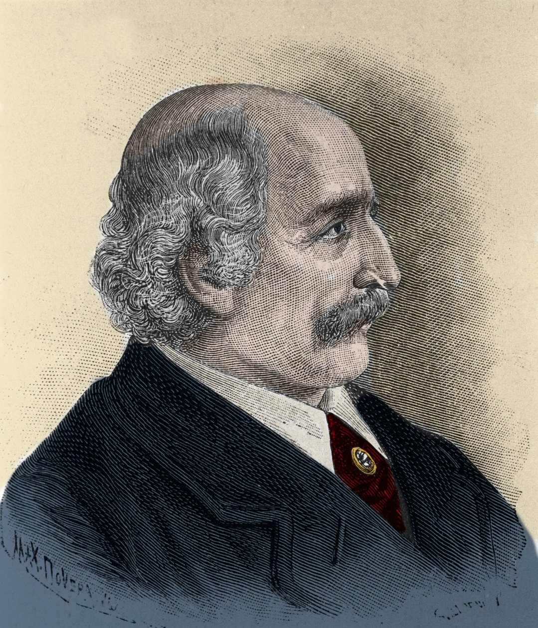 Risorgimento: portræt af patrioten, filosoffen, den politiske tænker Carlo Cattaneo (1801-1869) gravering af det 19. århundrede. af Unknown artist