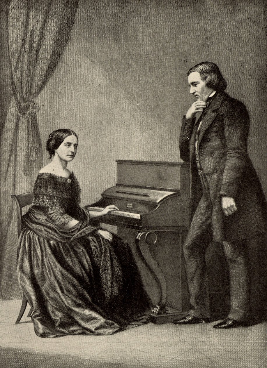 Robert Schumann (1810-1856) med sin kone (tryk) af Unknown artist