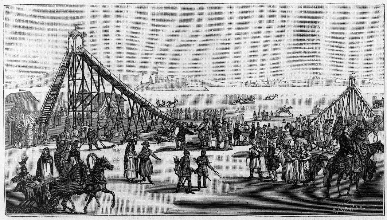 Rutsjebane i Rusland efter en gammel original tegning af Sauerweid. i naturen. Gennemgang af videnskaber og deres anvendelser til kunst og industri." 1888 af Unknown artist