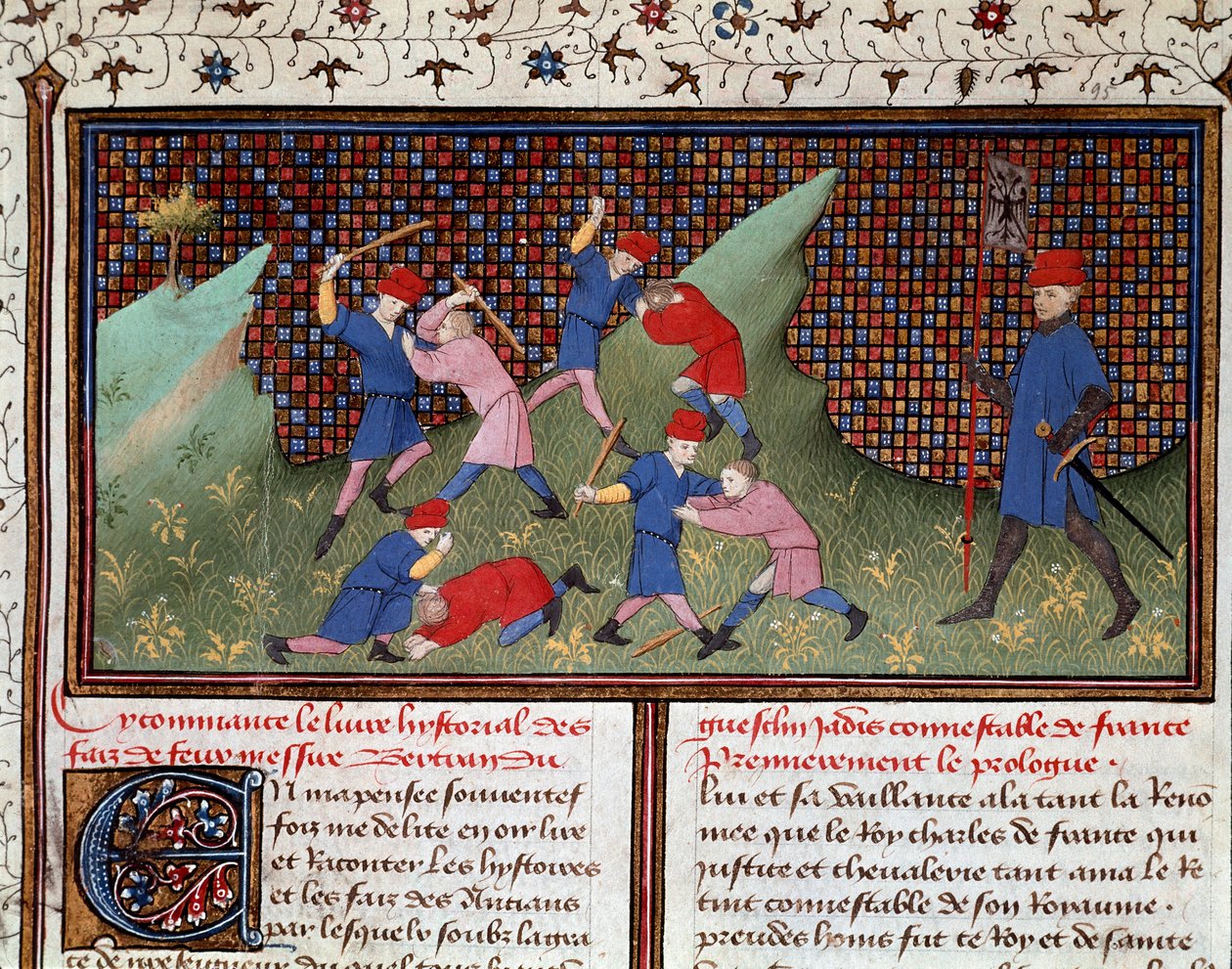 Roman af Ogier den danske: kampen med hånden og med miniaturepinden taget fra "" Chronicle of Bertrand du Guesclin"" (Ms 490) 1405 Musee Conde, Chantilly af Unknown artist