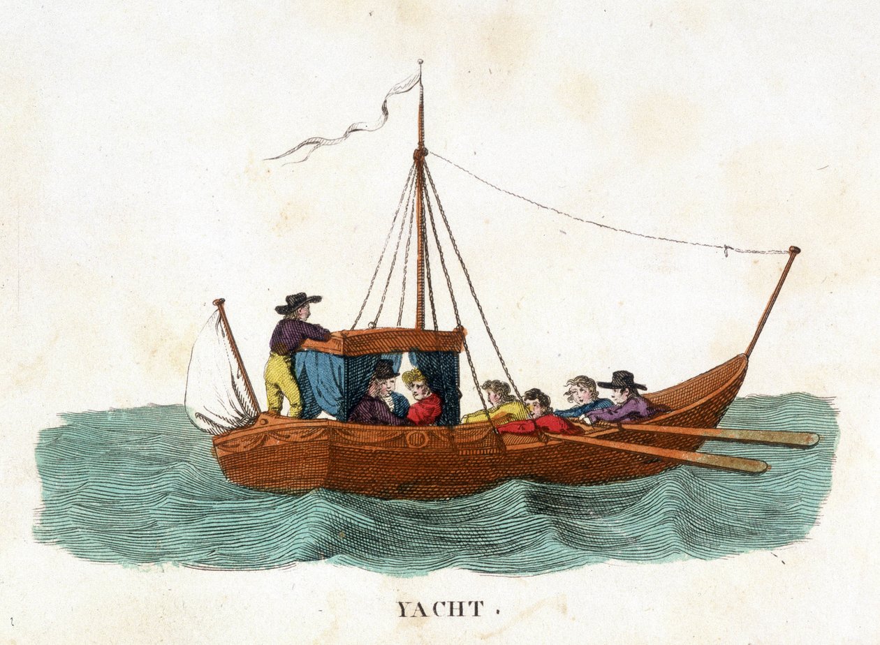 Romantisk gåtur med et par ombord på en yacht. af Unknown artist