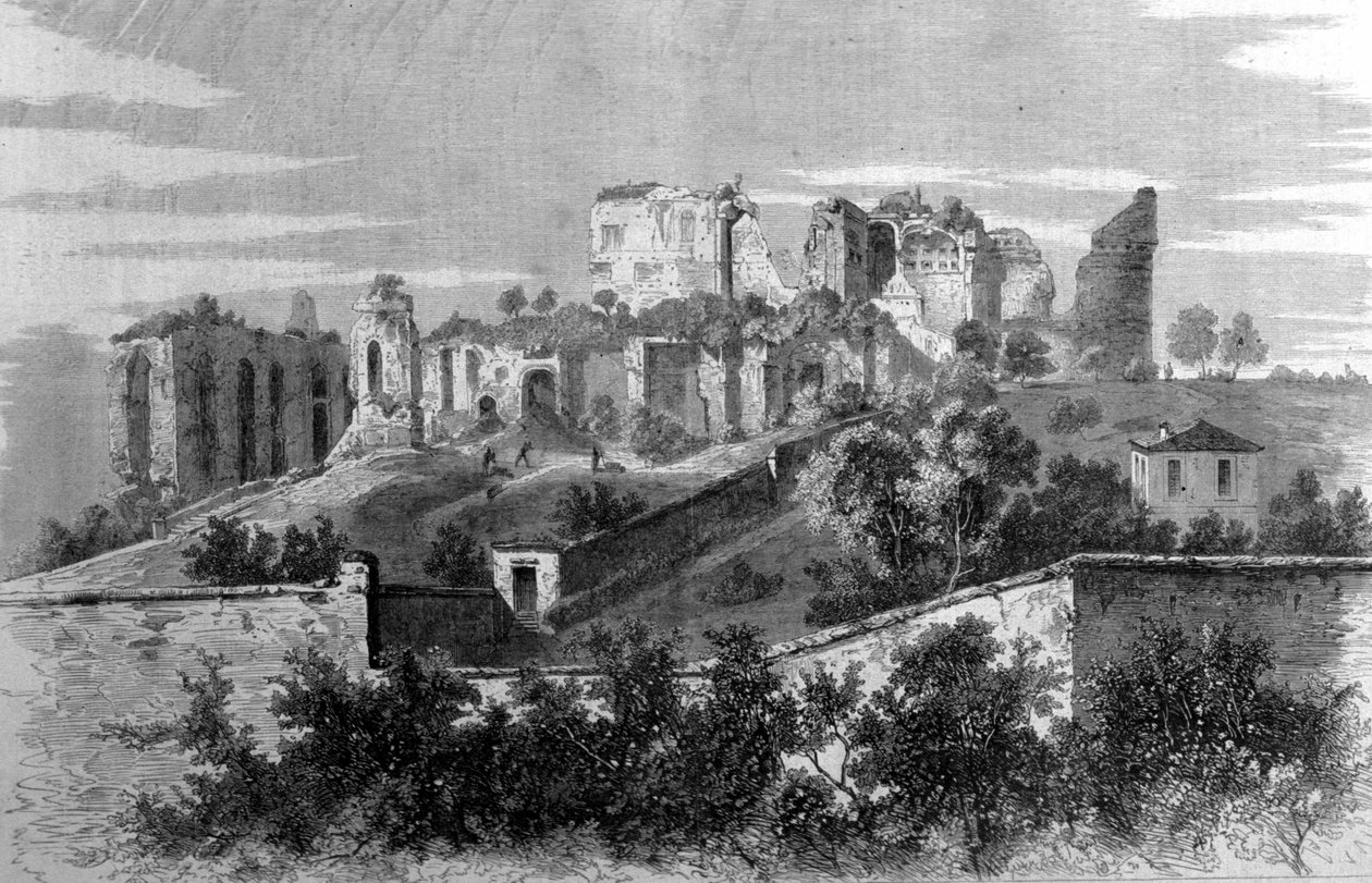 Rom, udsigt over Palatinerbjerget og ruinerne af Cesars palads. af Unknown artist