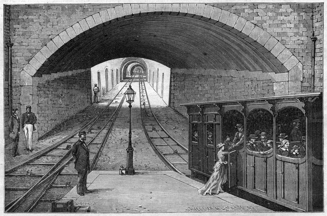 Jernbanerute fra Lyon til Croix Rousse - indgravering i "Journal des voyages"" 1884 af Unknown artist