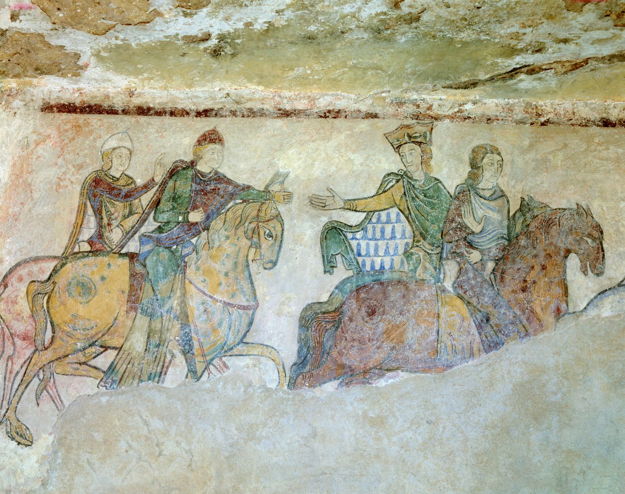 Royal Cortege (eller nogle gange fortolket som "" royal chase") sammensat af kong Henry (Henry II) i hovedet af cortegen (fraværende på denne detalje), bag ham hans kone Alienor d