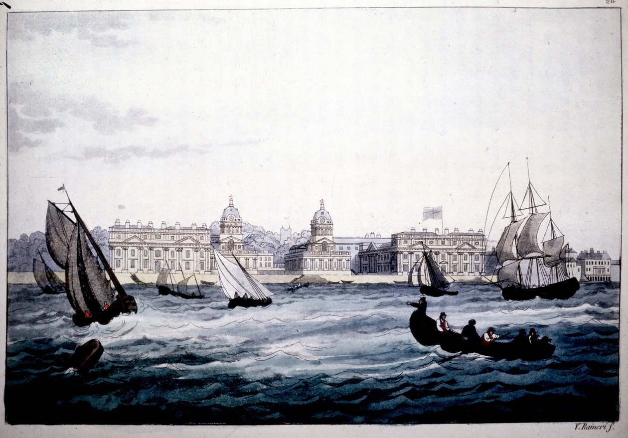 Royal Hospital i Greenwich på Themsen, England. af Unknown artist