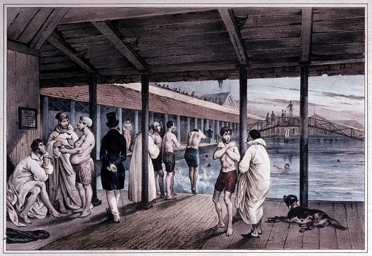 Kongelig svømmeskole i Paris, begyndelsen af det 19. århundrede. af Unknown artist