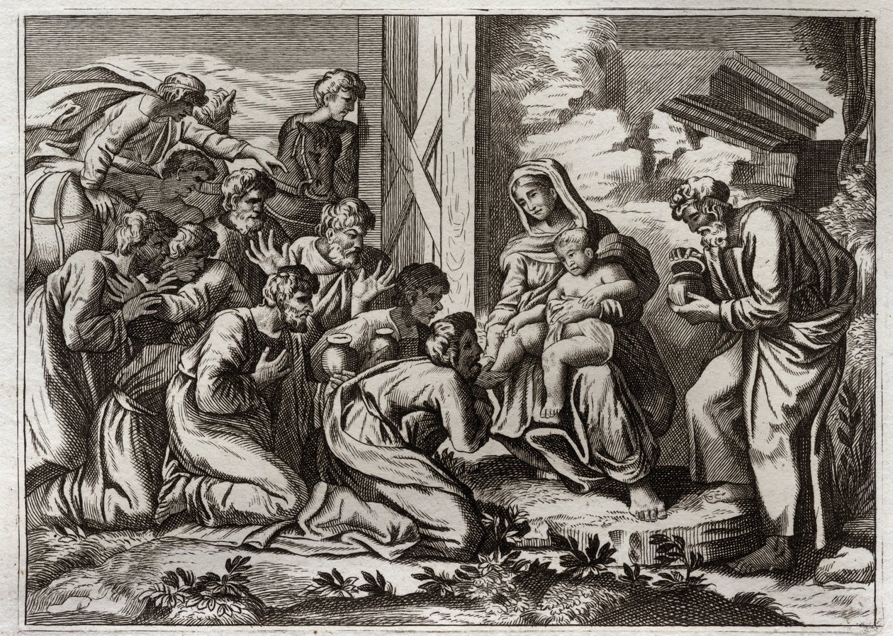 Royaumont Bibelen, Det Nye Testamente: Tilbedelse af de vise mænd. af Unknown artist