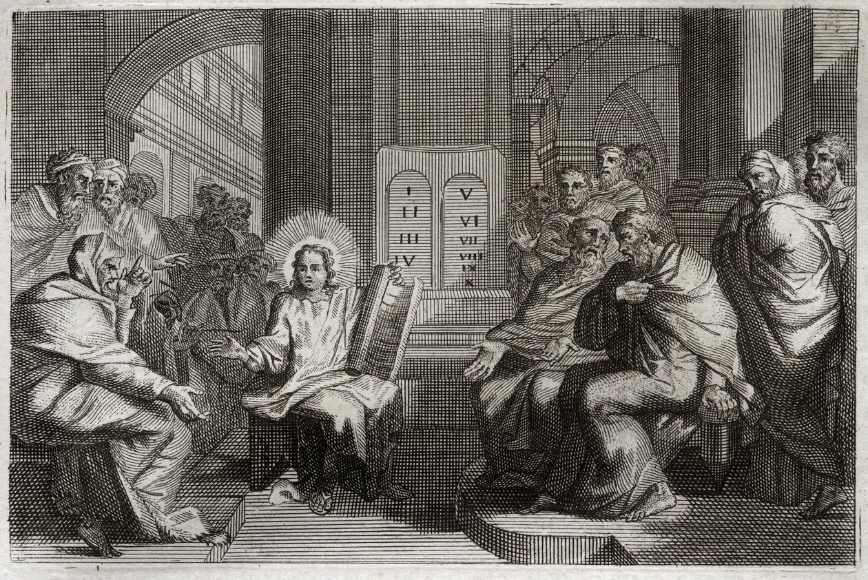 Royaumont Bibelen, Det Nye Testamente: Jesus i templet blandt lægerne. af Unknown artist