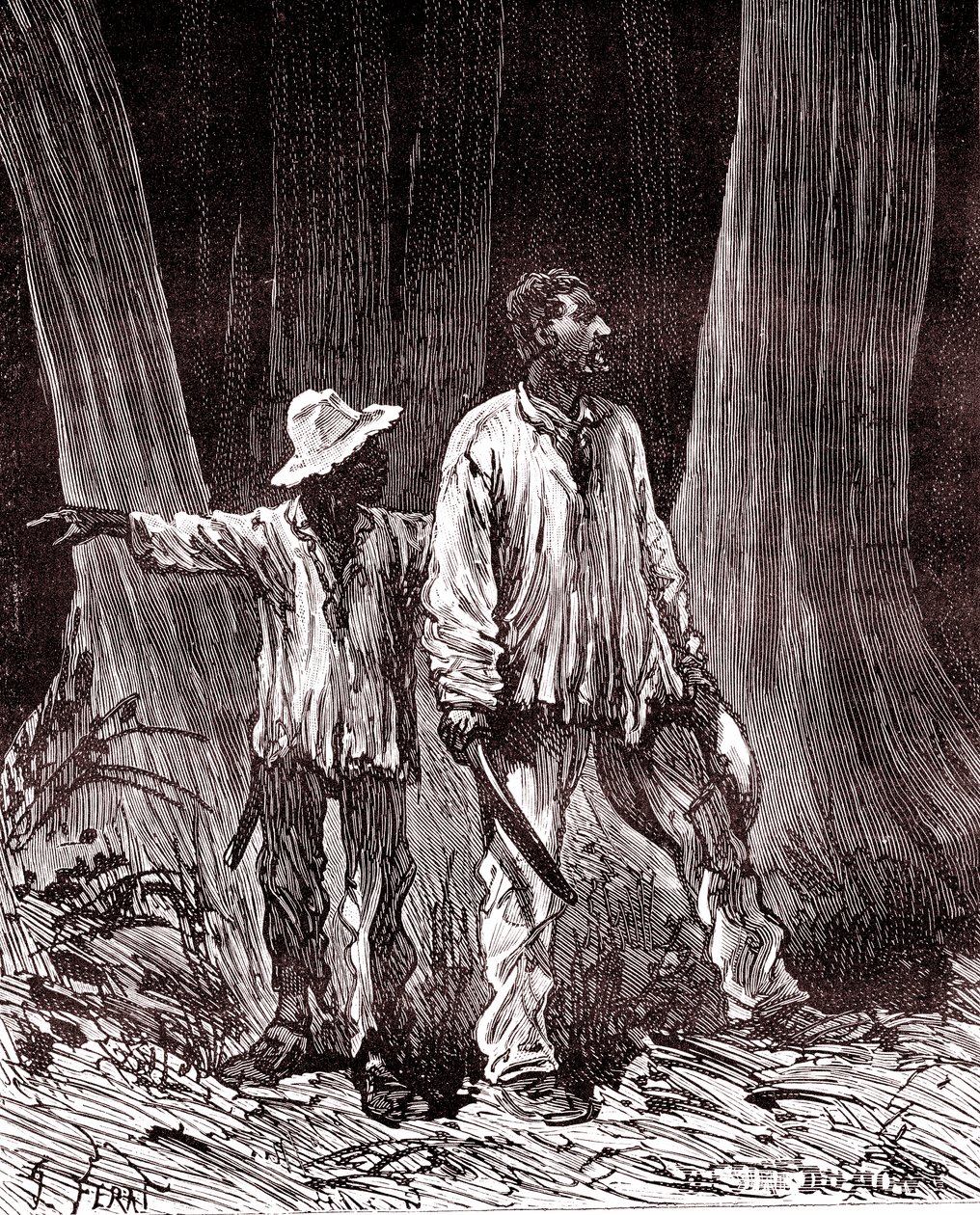 Kumimetsästäjät eksyneet Brasilian viidakossa af Unknown artist