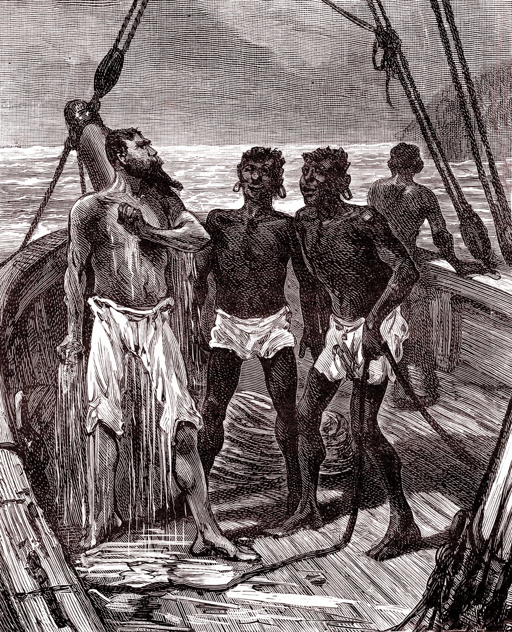Gummitransport på Maroni-floden, Guyana af Unknown artist