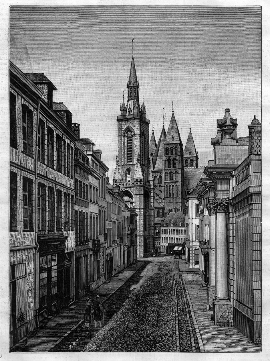 Rue Saint Martin (Abbaye Saint Martin) i Tournay (Tournai) i Belgien i 1882 af Unknown artist