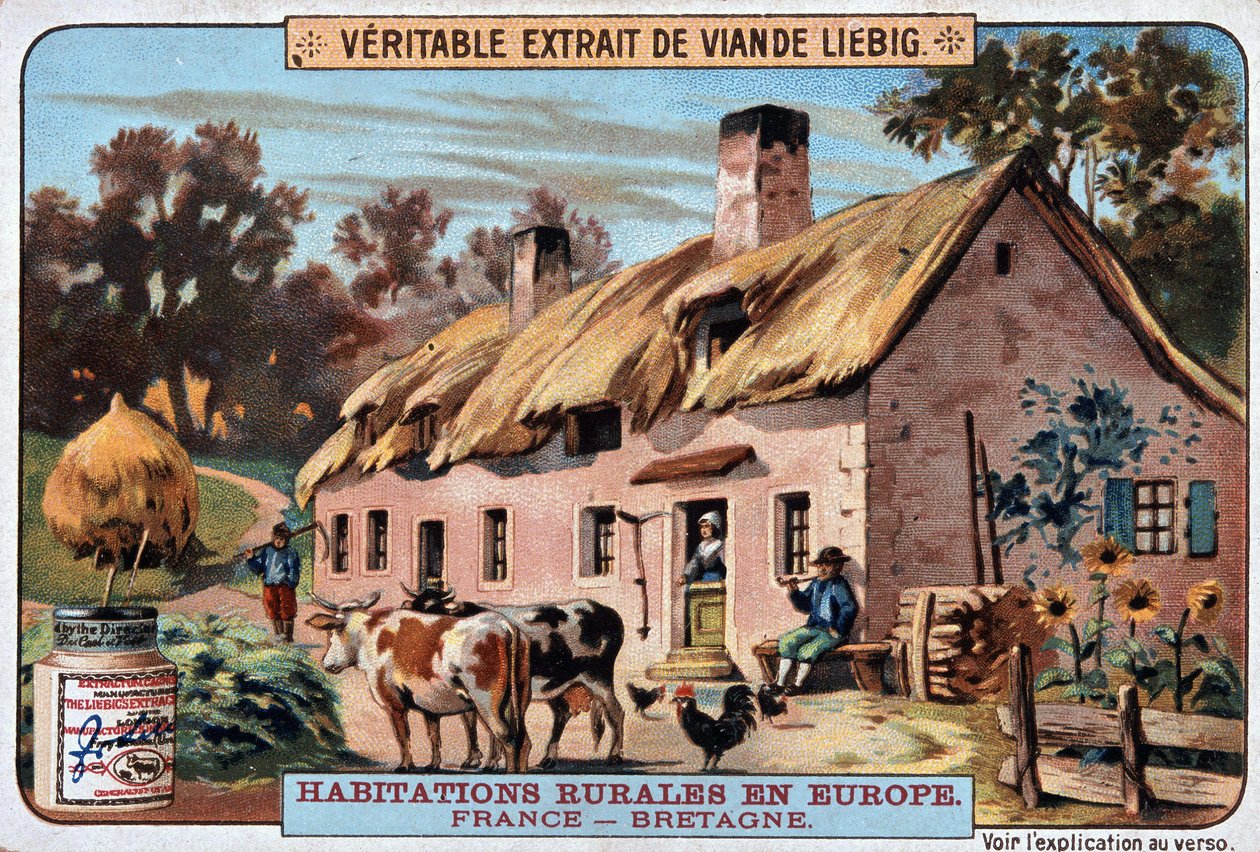 Landlige boliger i Bretagne - chromo. Liebig, v. 1895 af Unknown artist