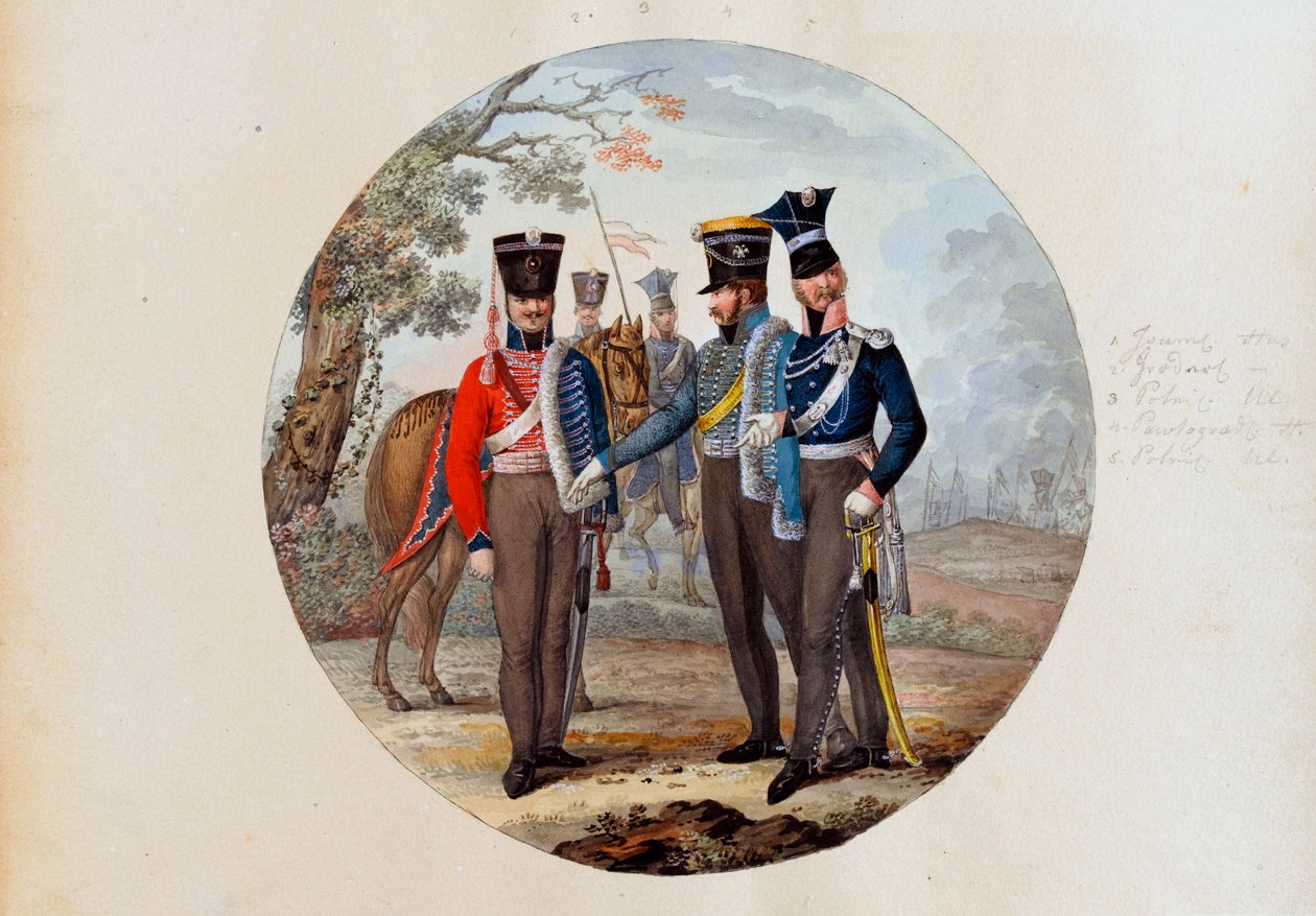 Russiske Husarer og Lancerer af Unknown artist