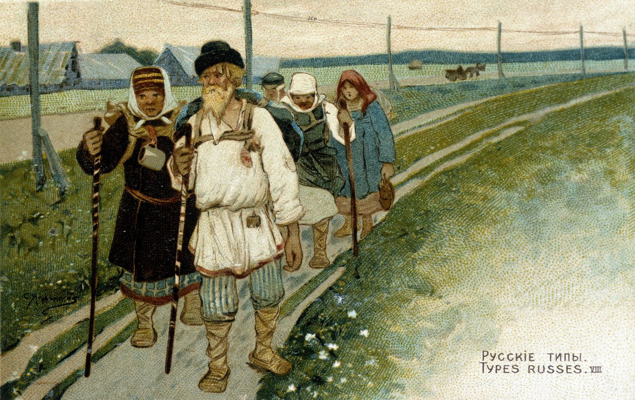 Russiske rejsende til fods i det 19. århundrede. af Unknown artist