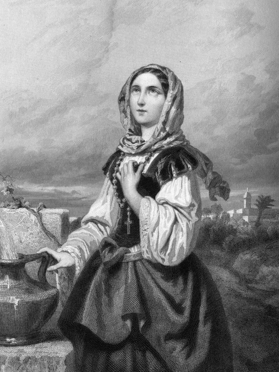 SAINT ROSE of LIMA Jomfruen (1586-1617) i "De hellige kvinder"".1852 af Unknown artist