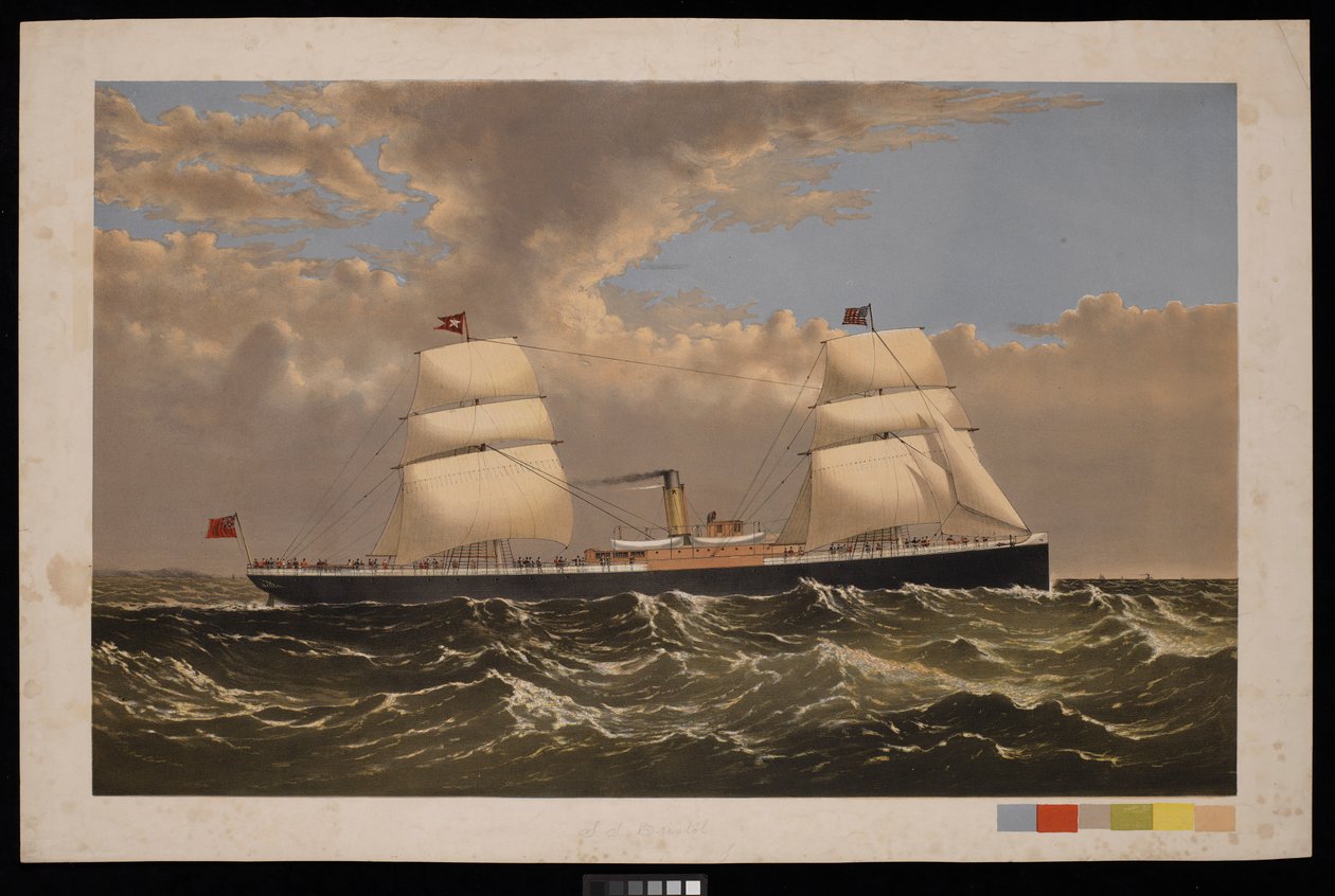 S S Bristol, White Star Line, ca. 1875 (tryk) af Unknown artist