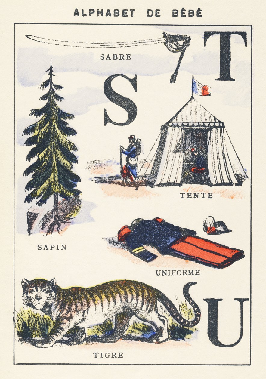 S T U: sabel, til, leje, tiger, uniform af Unknown artist
