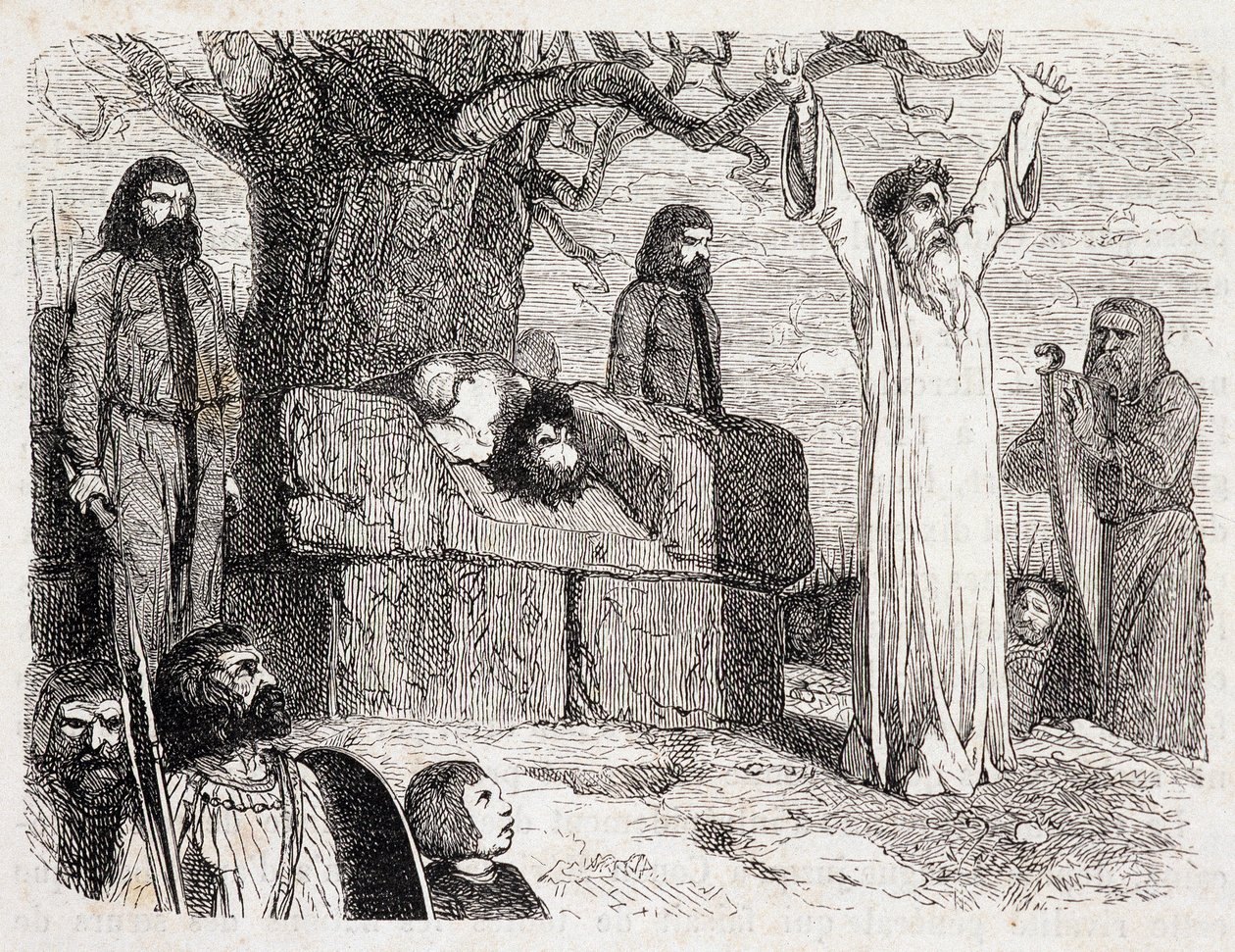 Menneskeofring af druider - i "Ancient and Modern Brittany"" af Pitre-Chevalier (Pitre Chevalier), redigeret af W. Coquebert af Unknown artist