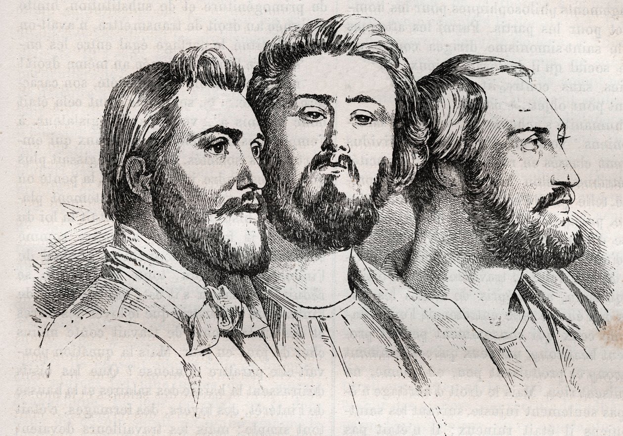 Saint-Simonianism - Saint-Simonianism - Saint Simonians - Charles Duveyrier (1803-1866) - Emile Barrault (1799-1869) - Michel Chevalier (1806-1879 - Indgravering af 1882 i "Histoire de dix ans: 18030" Louis -Hvid (1811-1882) af Unknown artist