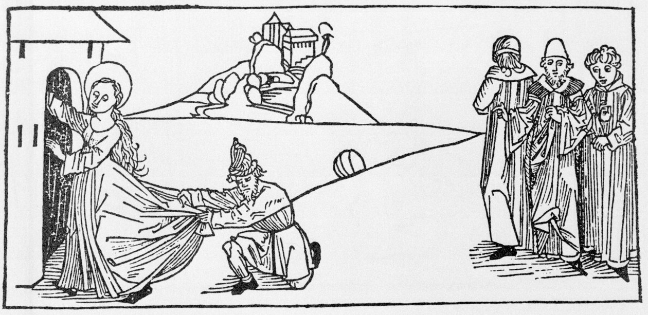 Sankt Agnes. Indgravering fra "De helliges liv - sommerdel" (Helgenbogen) af Jacobus (James) fra Voragine (1228-1298). Lübeck 1488. af Unknown artist