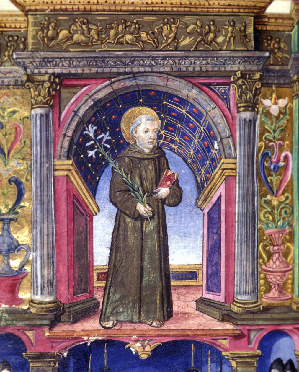 Sankt Antonius af Padova (san antonio di padova). 15. århundredes manuskript. Braidense Nationalbibliotek. Milano af Unknown artist