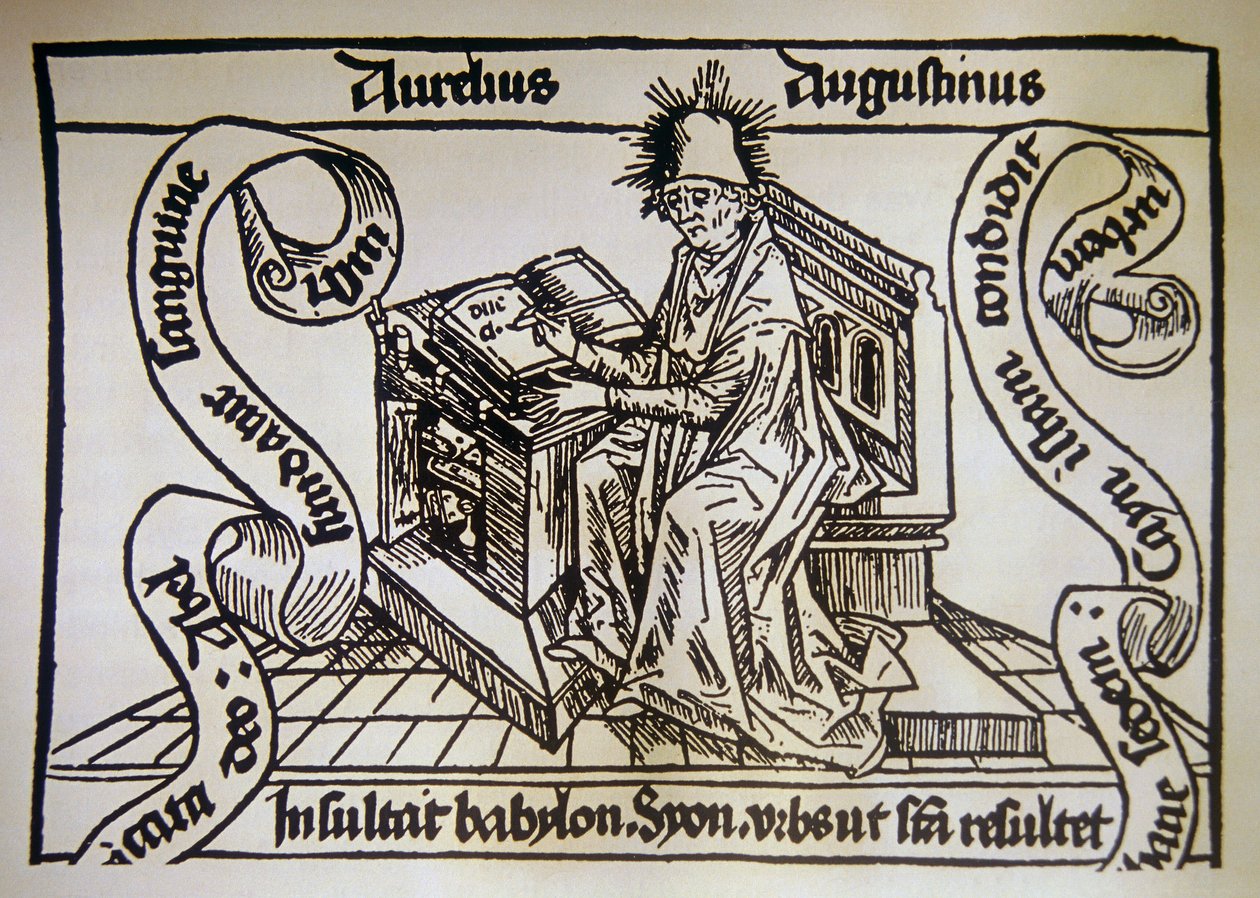 Saint Augustine, fra "De civitate dei" (Guds citat) af Saint Augustine of Hippo (354-430) af Unknown artist