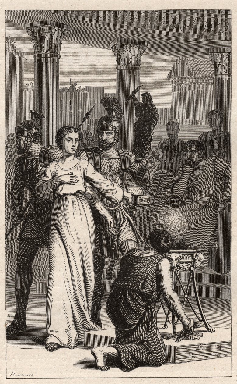 Saint Blandina - Saint Blandine (martyr 177) nægter at ofre til idoler - indgravering i "The Illustrious Women Of France" af Oscar Havard - 1886 af Unknown artist