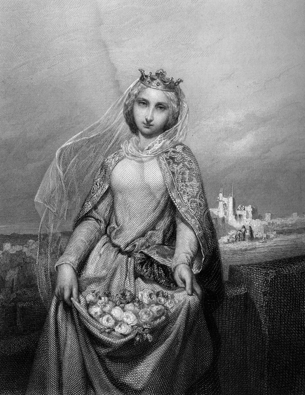 Sankt Elizabeth af Ungarn. (1207 til 1231). i “”De hellige kvinder””.1852 af Unknown artist