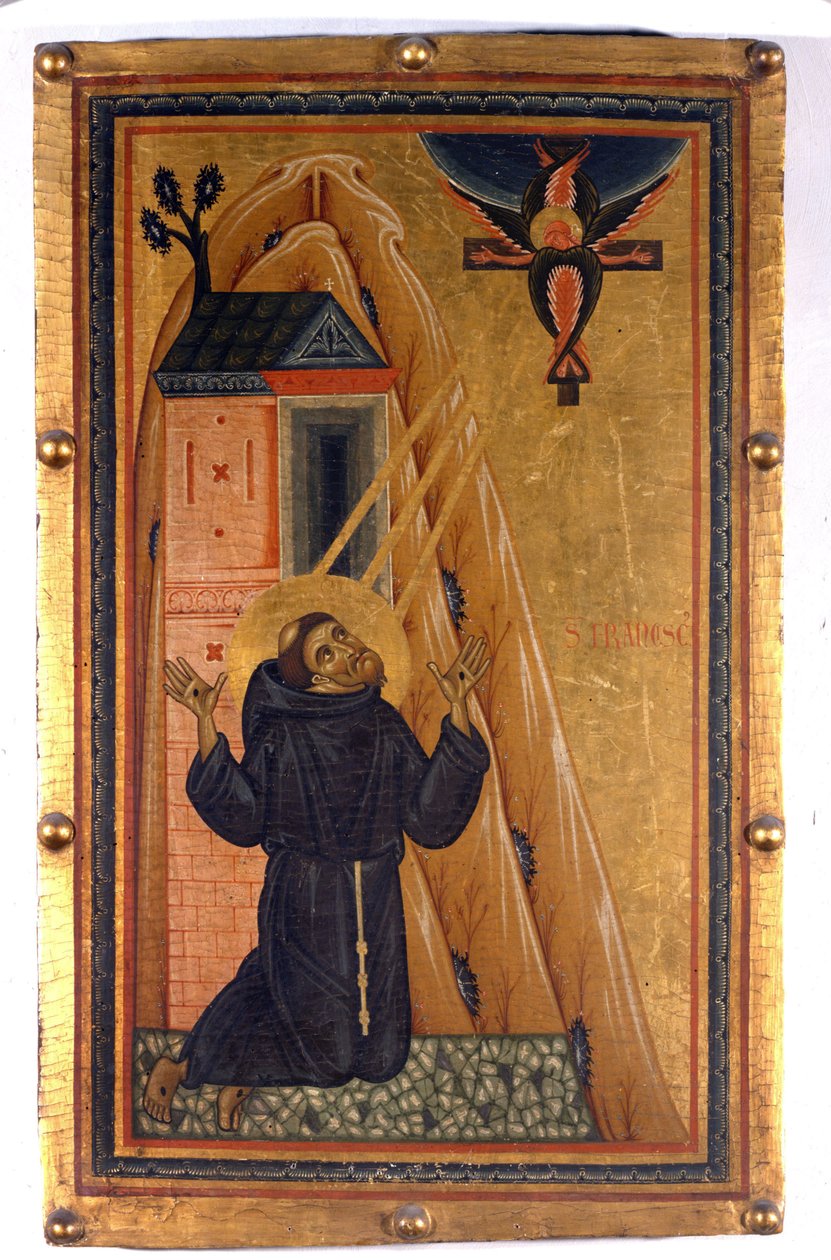Sankt Frans af Assises med stigmas. Maleri på træ fra 1200-tallet. Firenze, Uffizi-galleriet. af Unknown artist