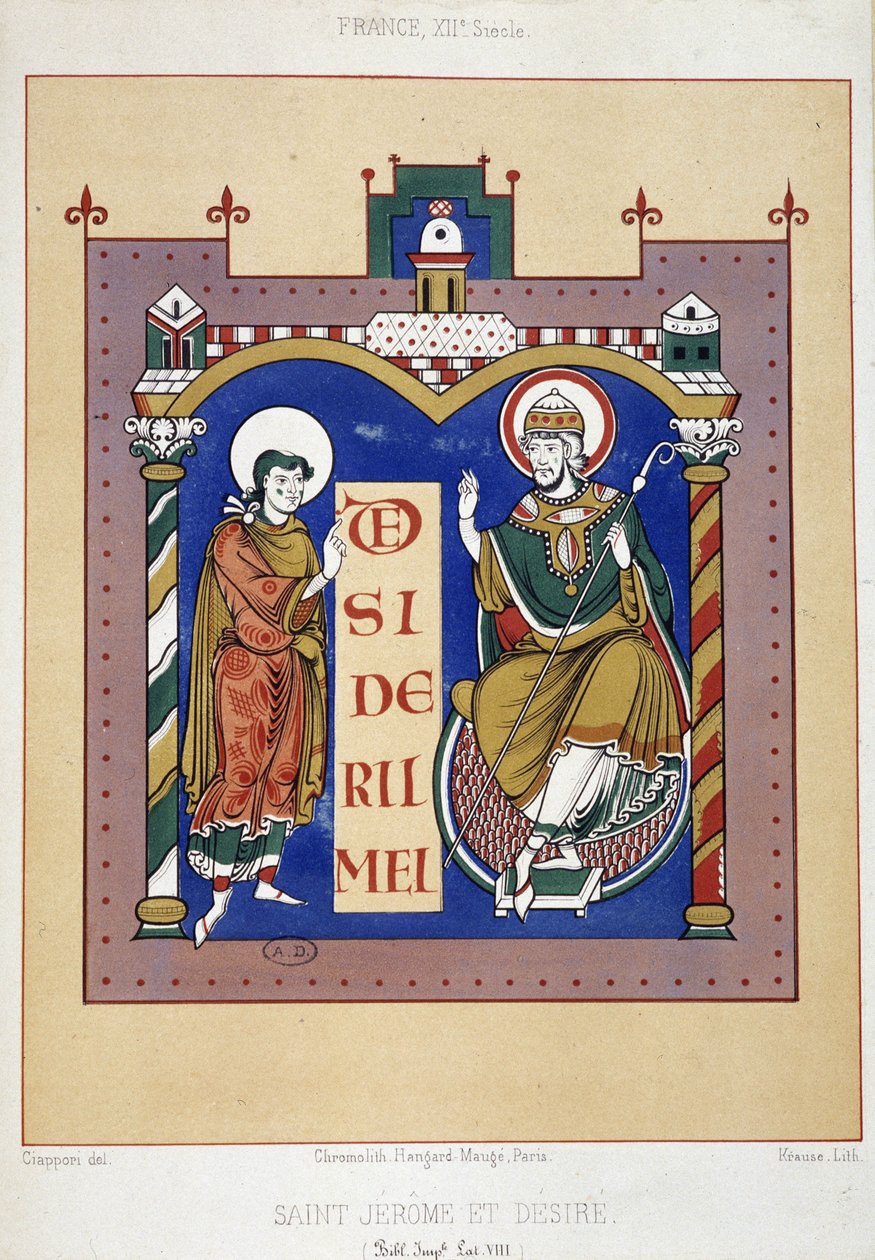 Saint Hieronymus og Saint Desire - baseret på et fransk dokument fra det 12. århundrede af Unknown artist