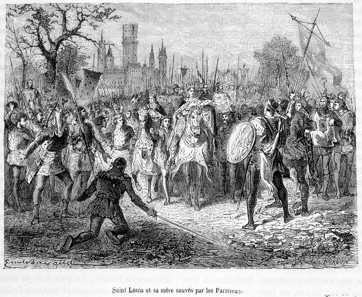 Saint Louis og hans mor reddet af parisere - i "Histoire de France populaire"" af H. Martin af Unknown artist