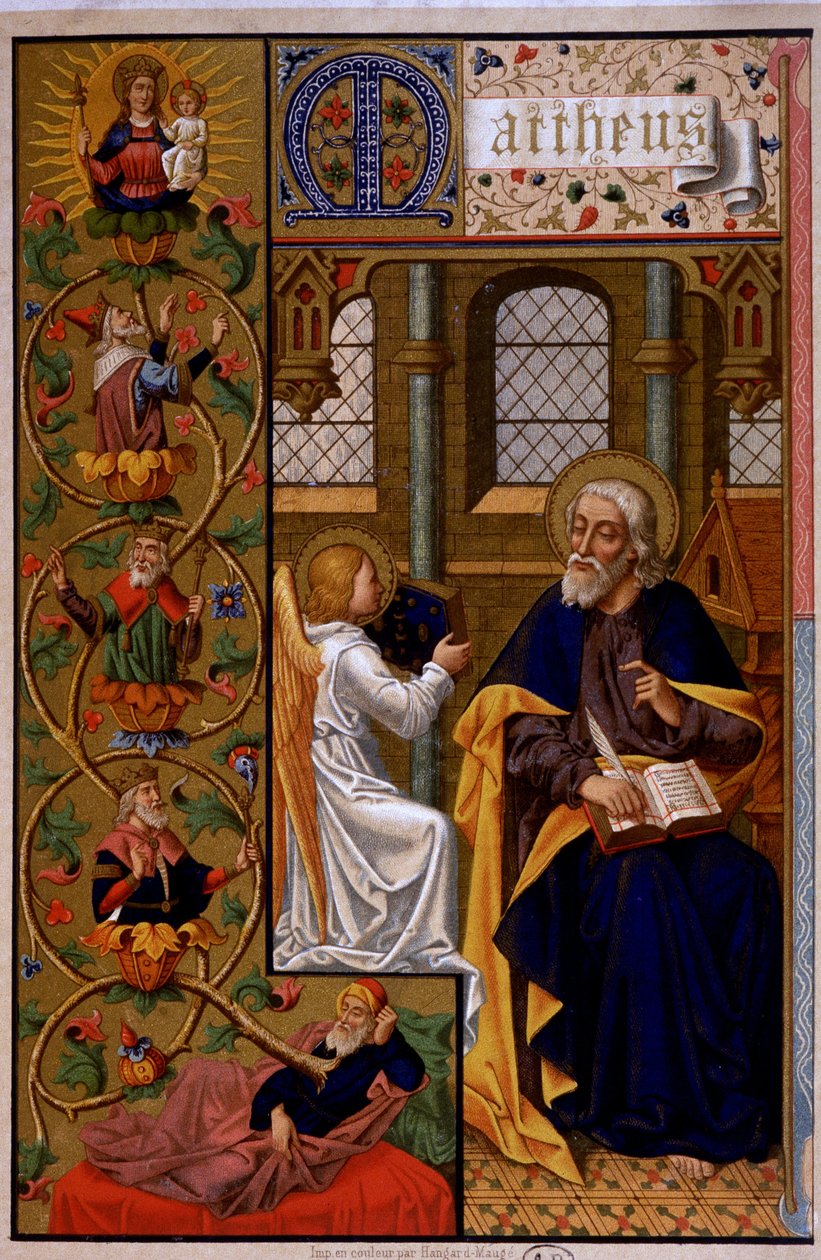Sankt Mattæus skriver evangeliet. n.d. 19. af Unknown artist