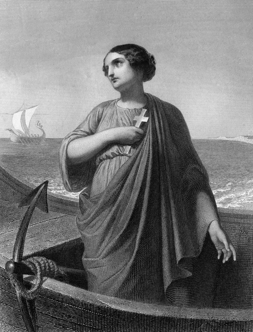 Saint Paule.Roman Patrician (347 til 404) - i "" De hellige kvinder"". 1852. af Unknown artist