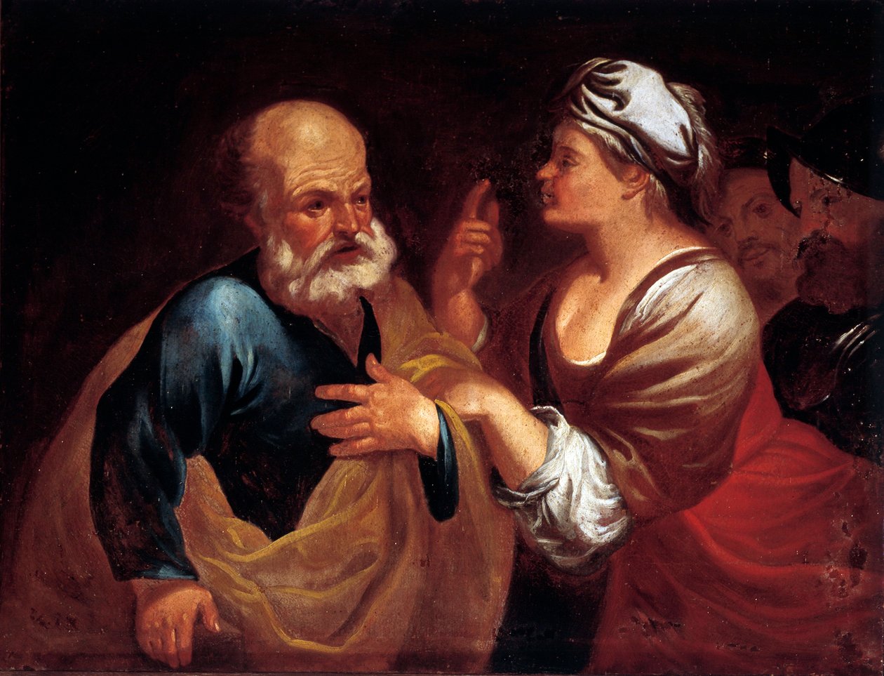 Sankt Peters fornægtelse (olie på lærred af Unknown artist