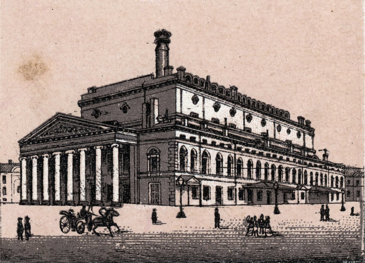 Sankt Petersborg, Rusland: udsigt over Grand Theatre i Sankt Petersborg i "" Verden illustrerer 168 udsigter"" Udateret (slutningen af det 19. århundrede) af Unknown artist