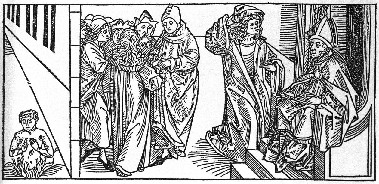 Sankt Severin. Indgravering fra "De helliges liv - sommerdel" (Helgenbogen) af Jacobus (James) fra Voragine (1228-1298). Lübeck 1488. af Unknown artist