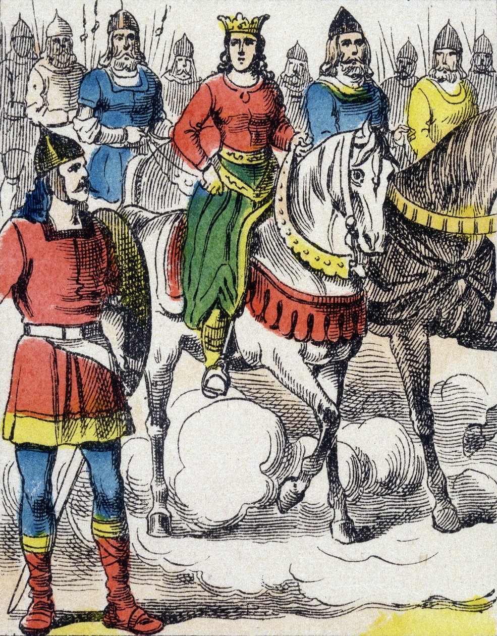 Sainte Clotilde (475-545) flygtede fra sin onkel Gondebaud, konge af Bourgonderne (480-516), som var morderen af hans familie. af Unknown artist