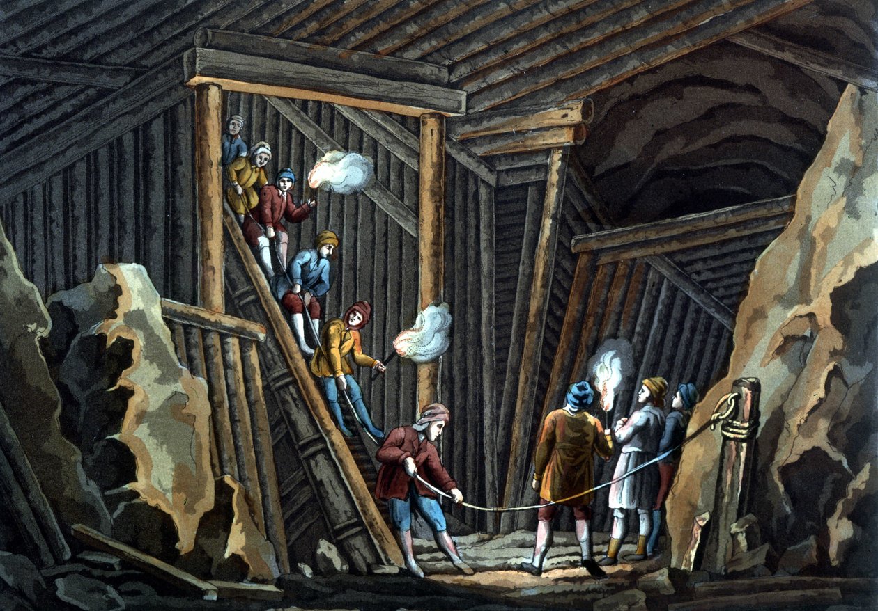 Saltmine i Tyskland i slutningen af 1700-tallet. af Unknown artist