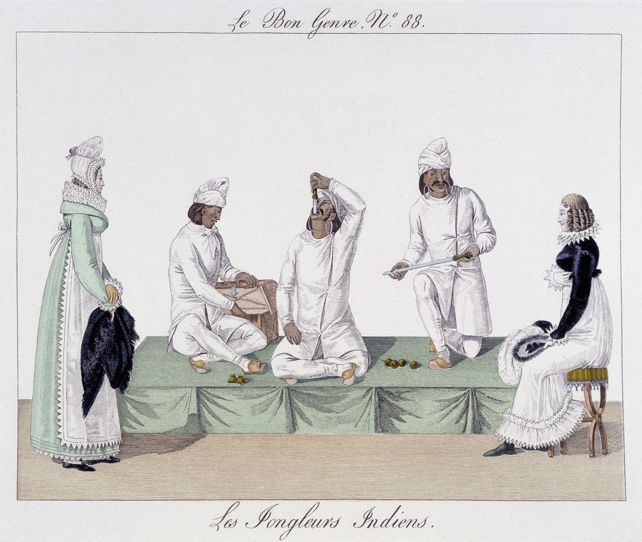 Saltimbanks: Indiske jonglører, knivslukning - i "" The Good Kind", deb. 19. århundrede af Unknown artist