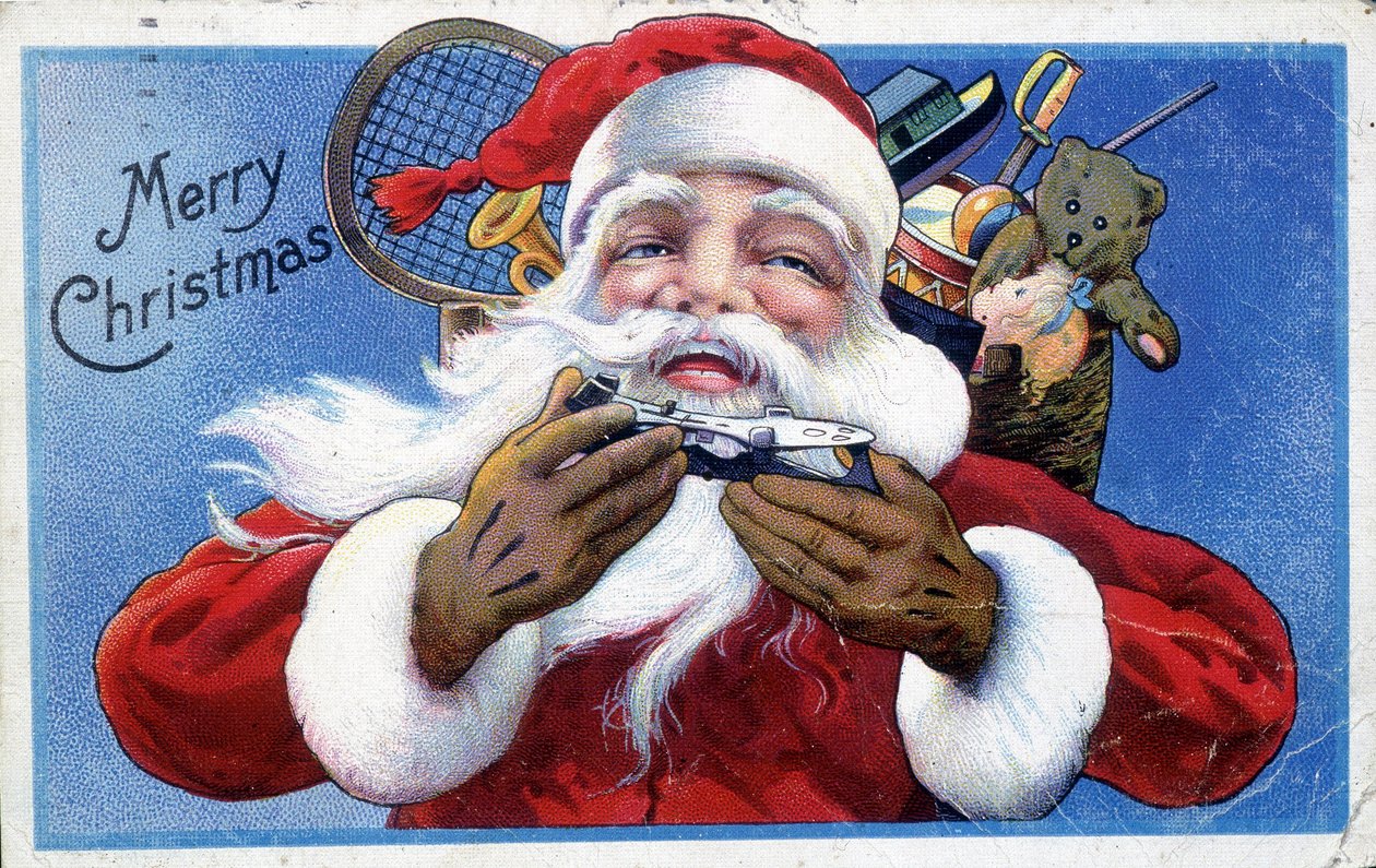 Julemanden og hans legetøjshætte - amerikansk postkort, slutningen af det 19. århundrede af Unknown artist