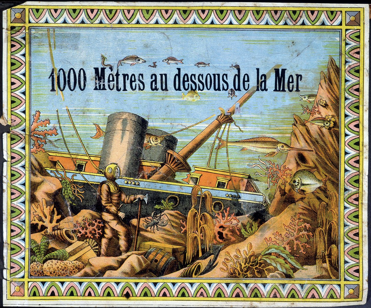 Scaphandler og skibbrudt båd - i "" 1000 meter under havet"" af Jules Verne af Unknown artist