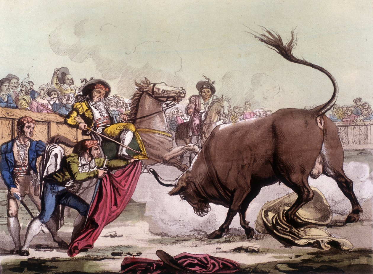 Scene for tyrefægtning i Spanien, omkring 1820. af Unknown artist