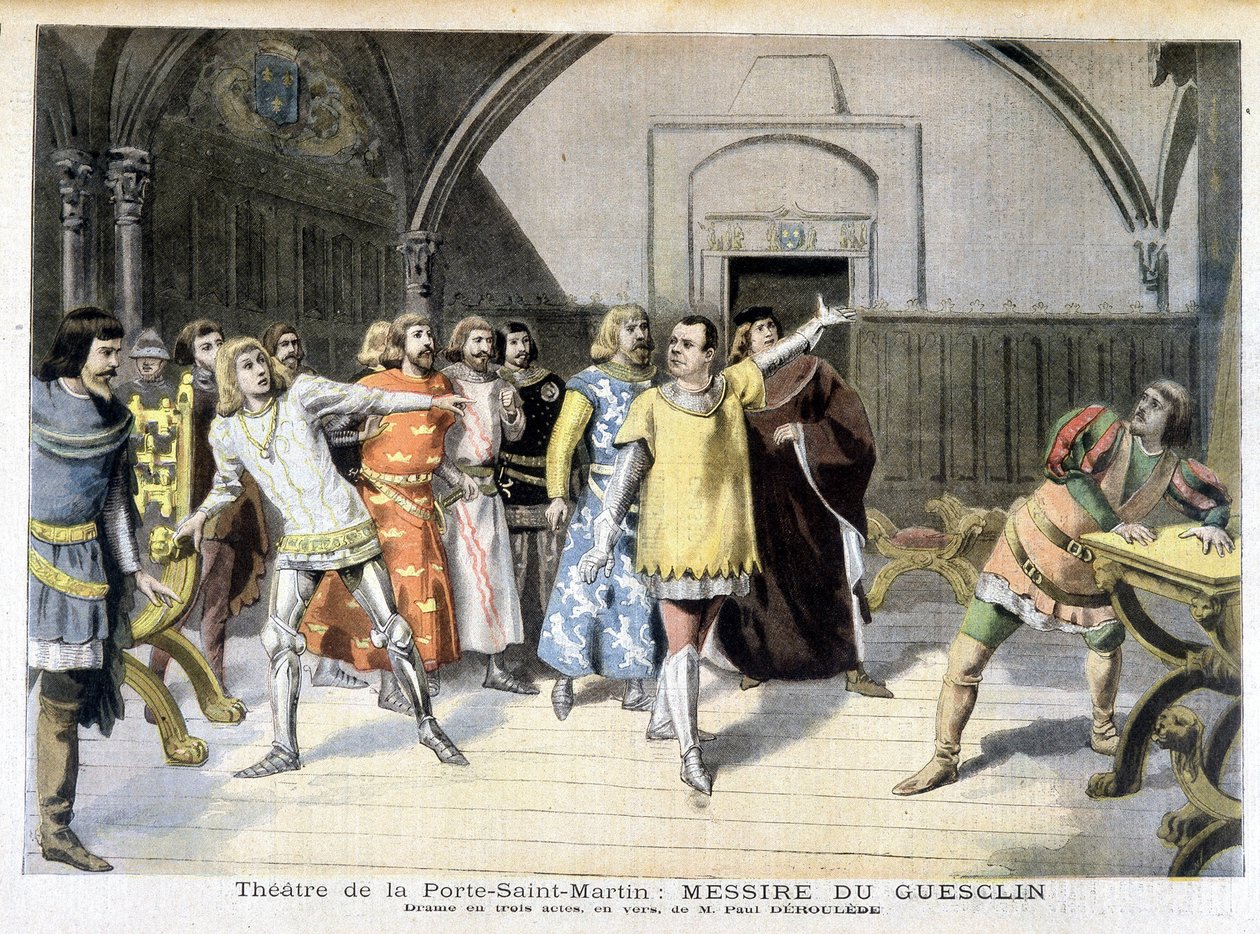Scene af stykket "" Messire Du Guesclin"", drama af Paul Déleède, spillet på teatret i Porte Saint Martin. I Le petit journal, den 03/11/1895. af Unknown artist