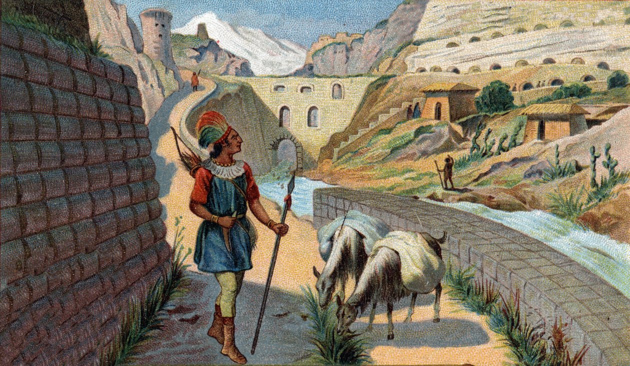 Scenes of Missing Kingdoms: Chaussee of the Incas Chromolithography of the 19th century. af Unknown artist